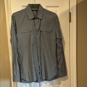 Men's Navy and White Checkered Shirt, 7Diamonds